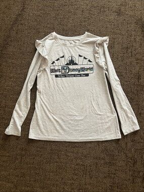 Disney Long Sleeve Ruffle Top with Colorful Stone Walt Disney World logo